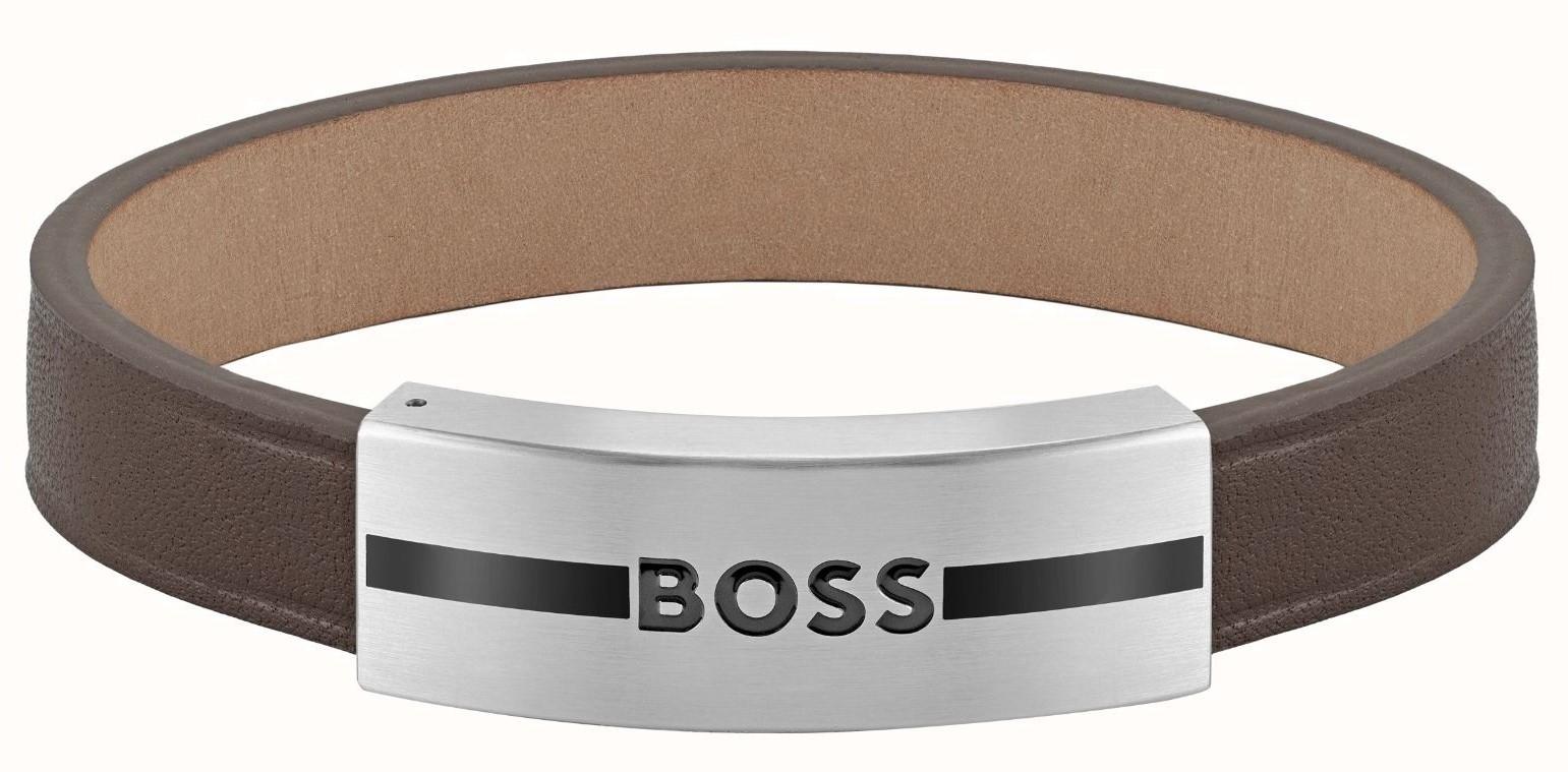 Boss Accessories BOSS Βραχιόλι από ανοξείδωτο ατσάλι & δέρμα Brown 1580496M