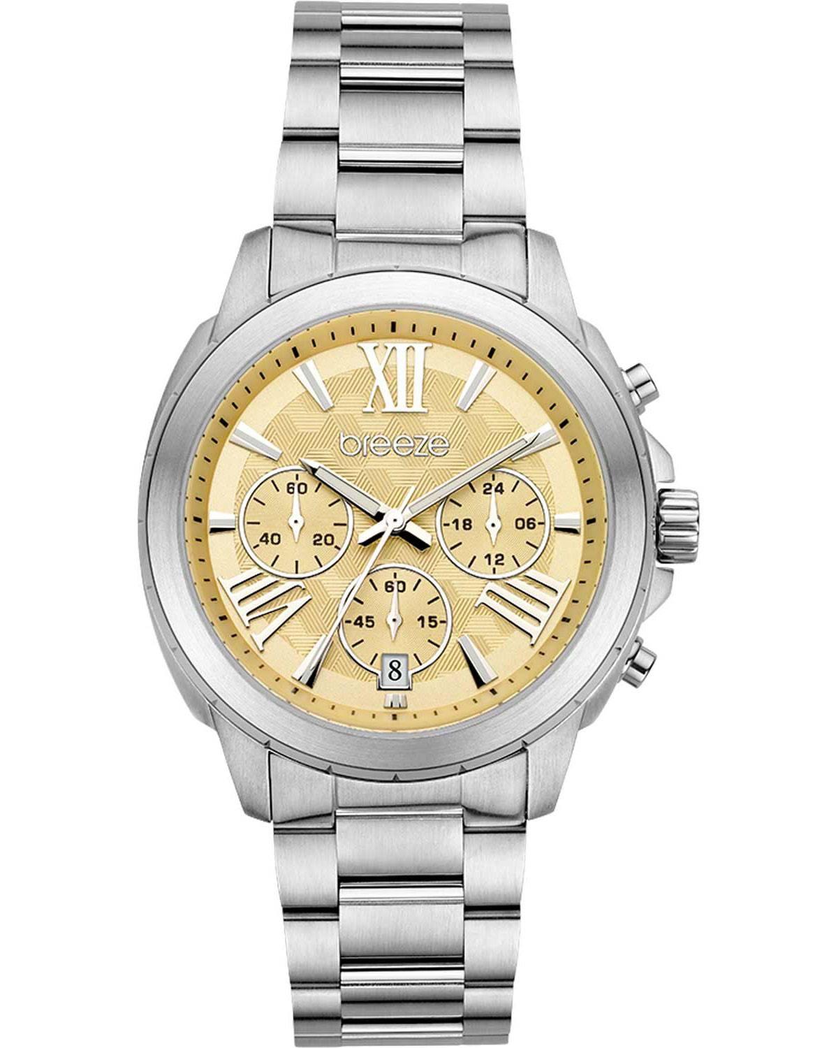 BREEZE Chronique Chronograph - 612481.1, Silver case with Stainless Steel Bracelet φωτογραφία