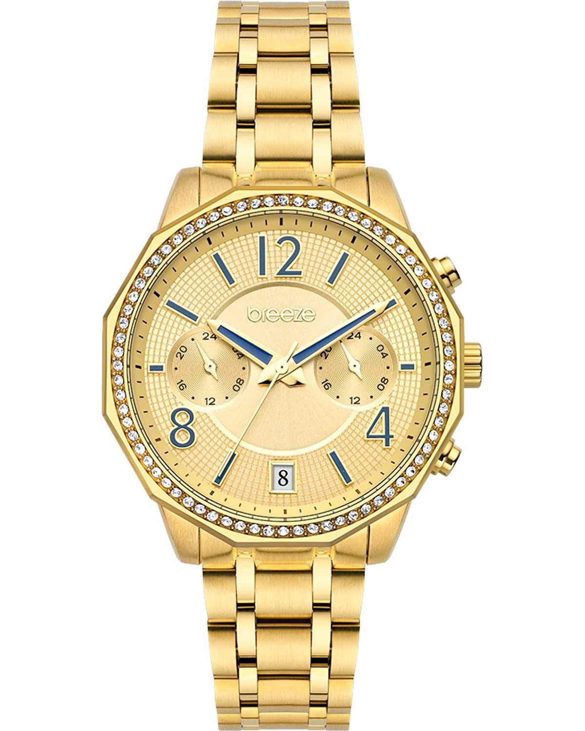  BREEZE Crystal Dual Time - 212451.2, Gold case with Stainless Steel Bracelet 2025