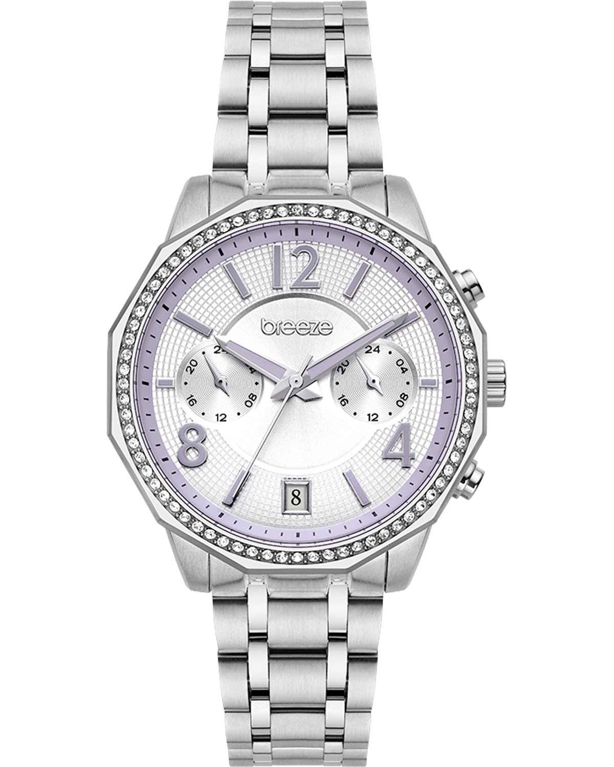  BREEZE Crystal Dual Time - 612451.2, Silver case with Stainless Steel Bracelet 2025