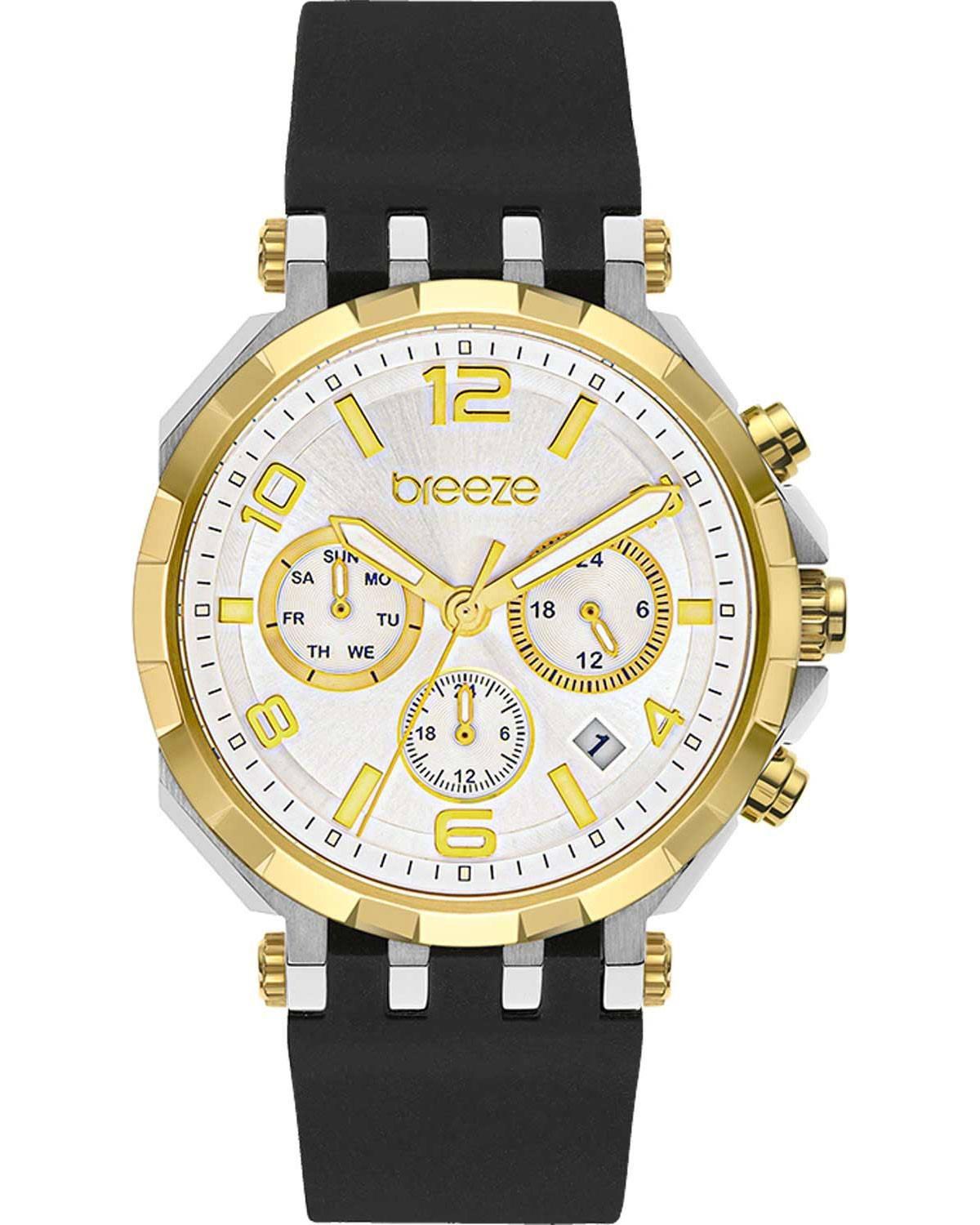  BREEZE Mundus Dual Time - 112291.11 Silver & Gold case with Black Rubber Strap 2025