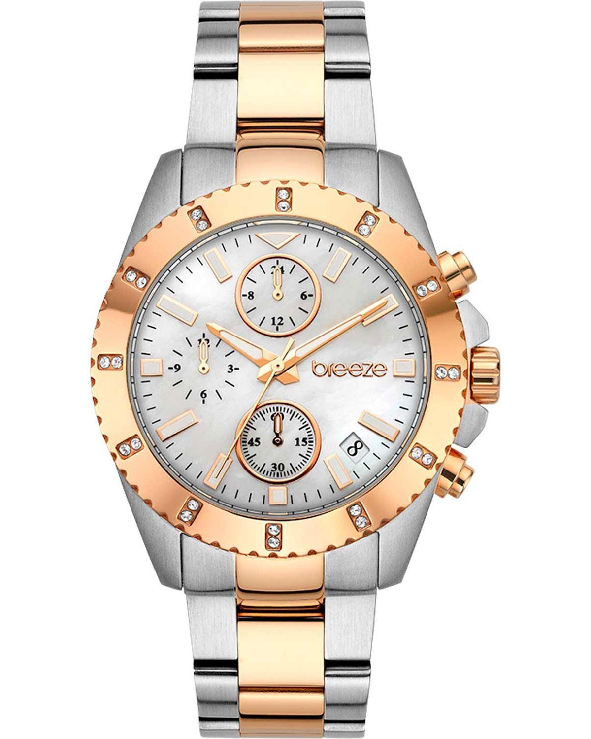 BREEZE Obsession Crystals Chronograph - 712461.5, Silver case with Stainless Steel Bracelet φωτογραφία