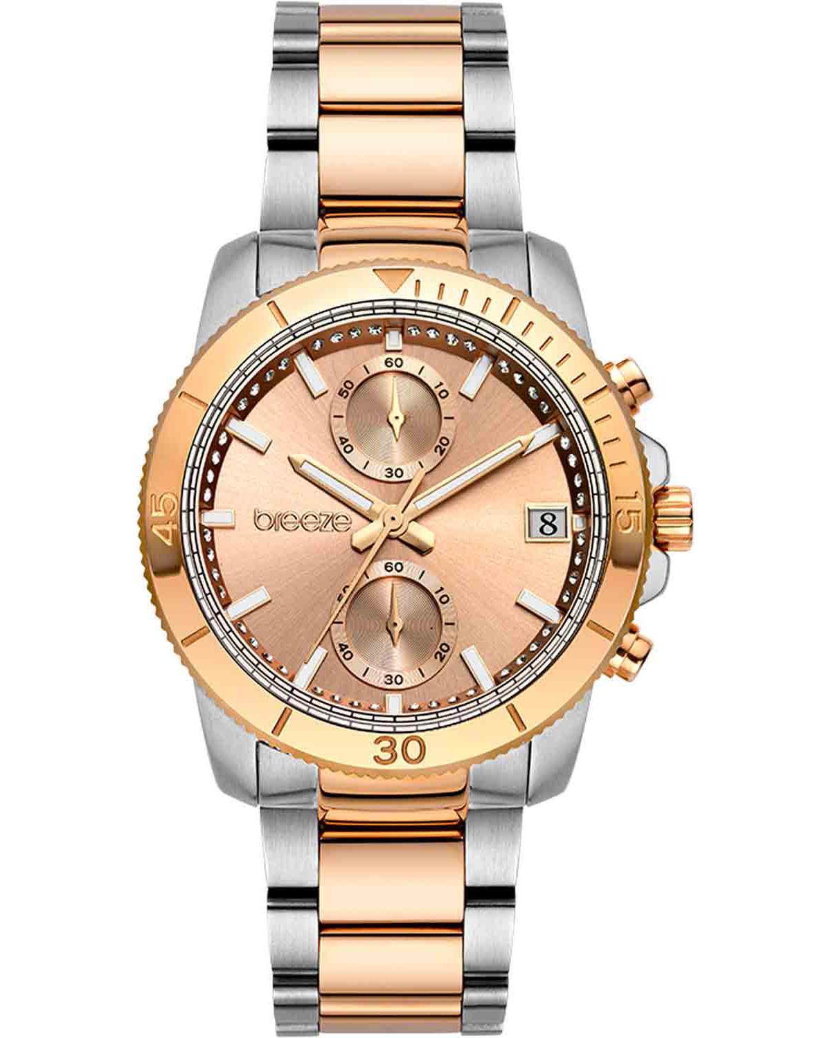 Breeze BREEZE Sparkly Crystals Chronograph - 712391.4, Silver case with Stainless Steel Bracelet