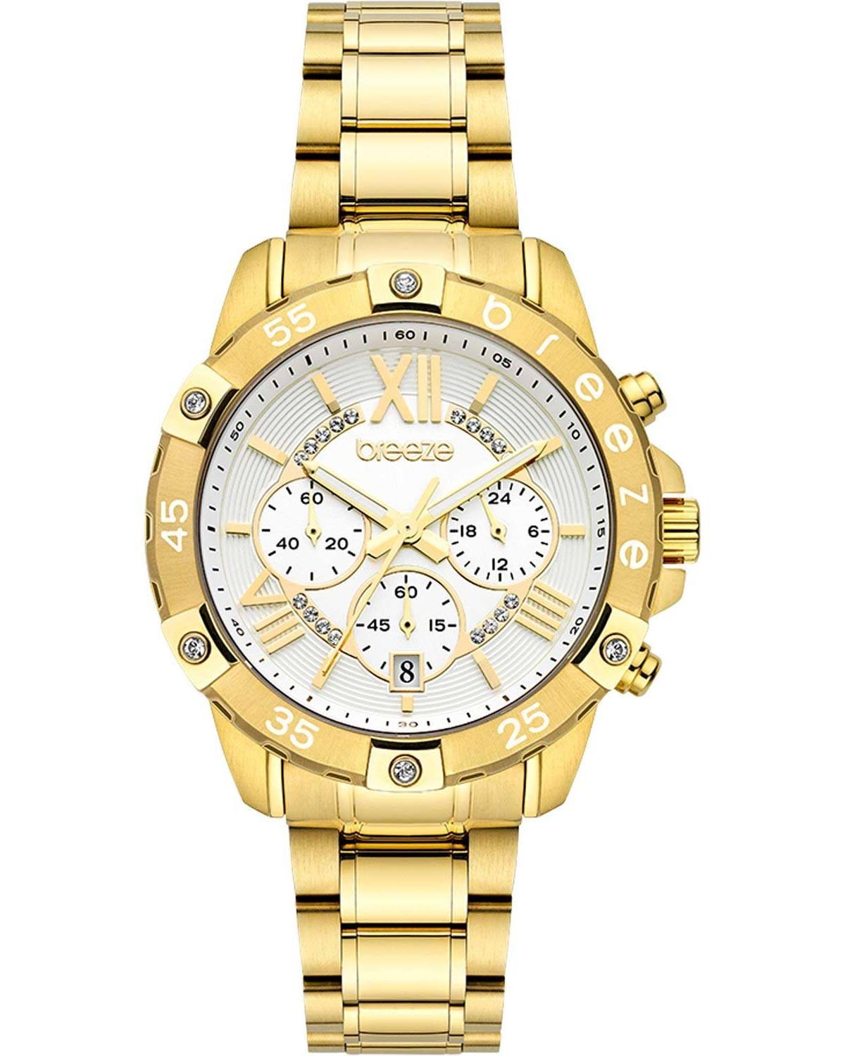  BREEZE Spectacolo Crystals Chronograph - 212441.1, Gold case with Stainless Steel Bracelet 2025