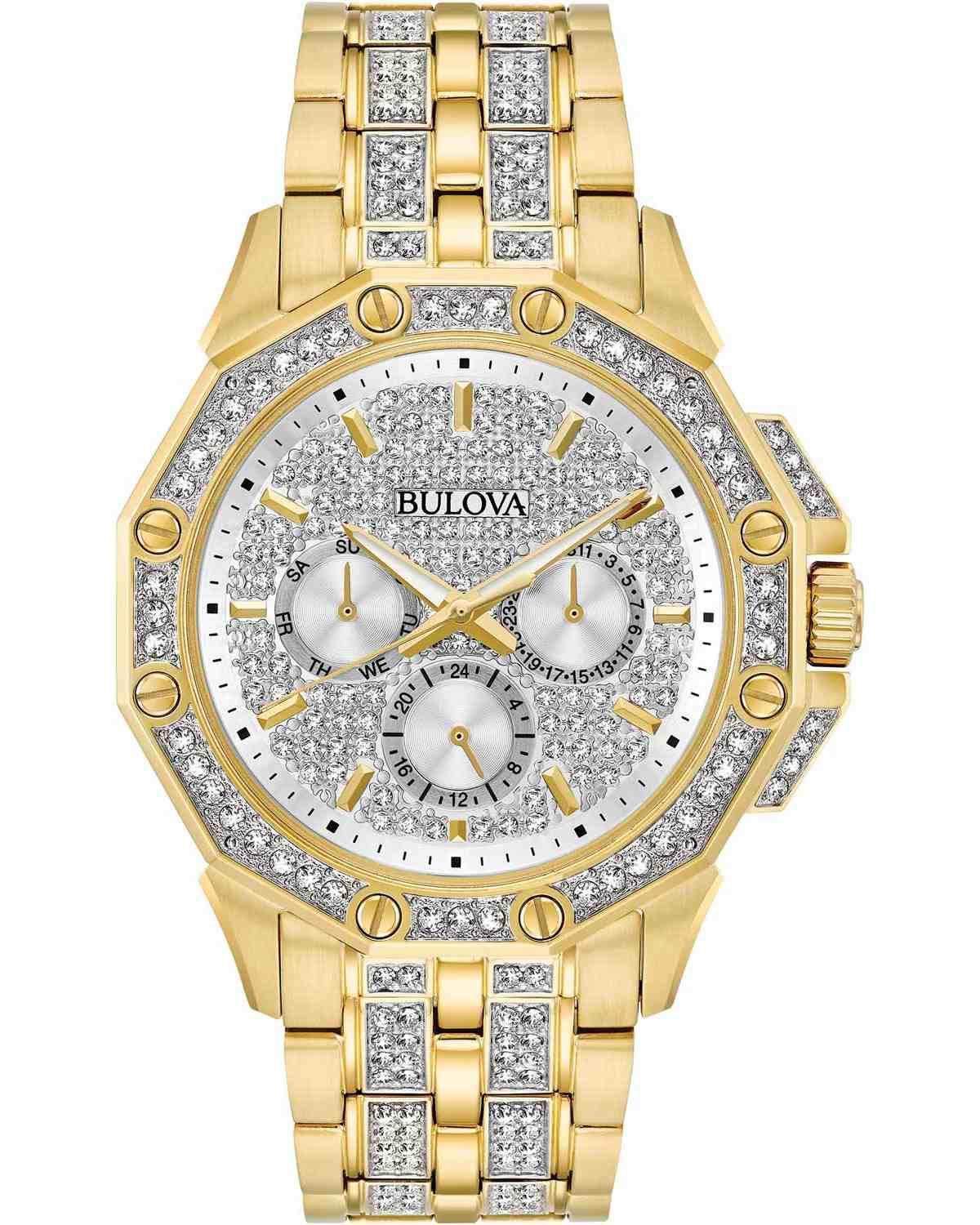 BULOVA Octava Crystal Swarovski - 98C126 Gold case with Stainless Steel Bracelet φωτογραφία