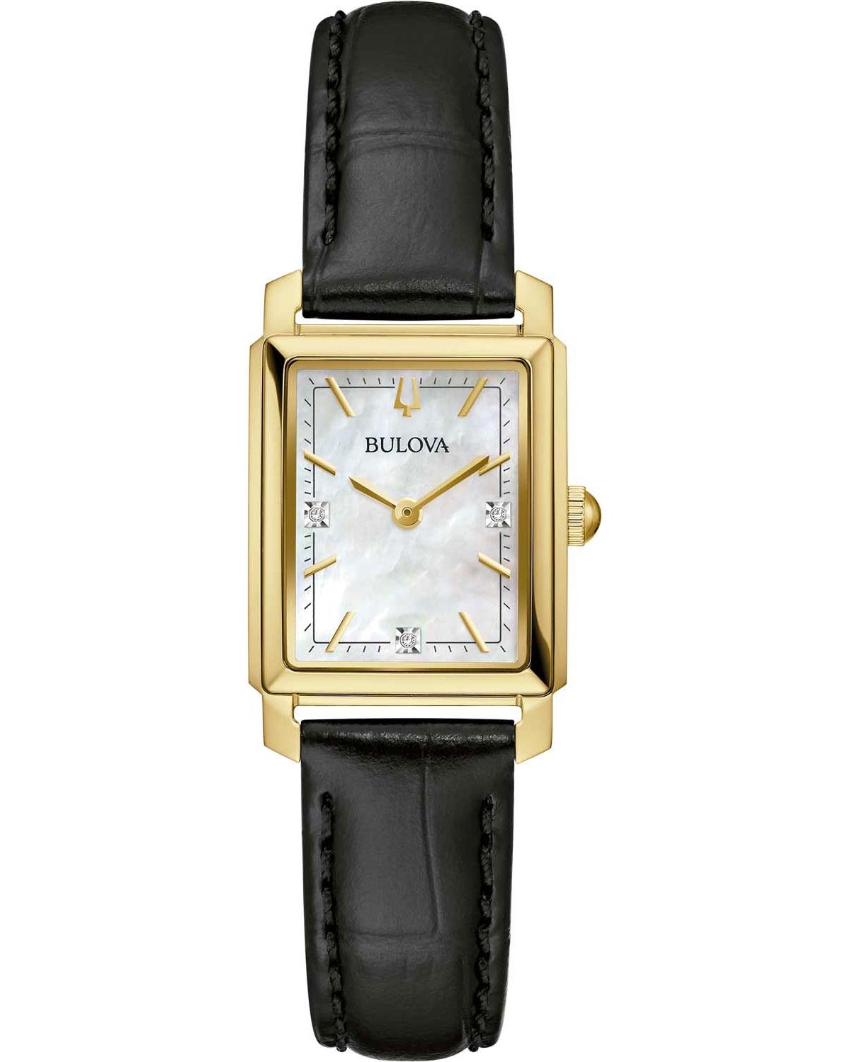  BULOVA Sutton Diamonds - 97P166, Gold case with Black Leather Strap 2025