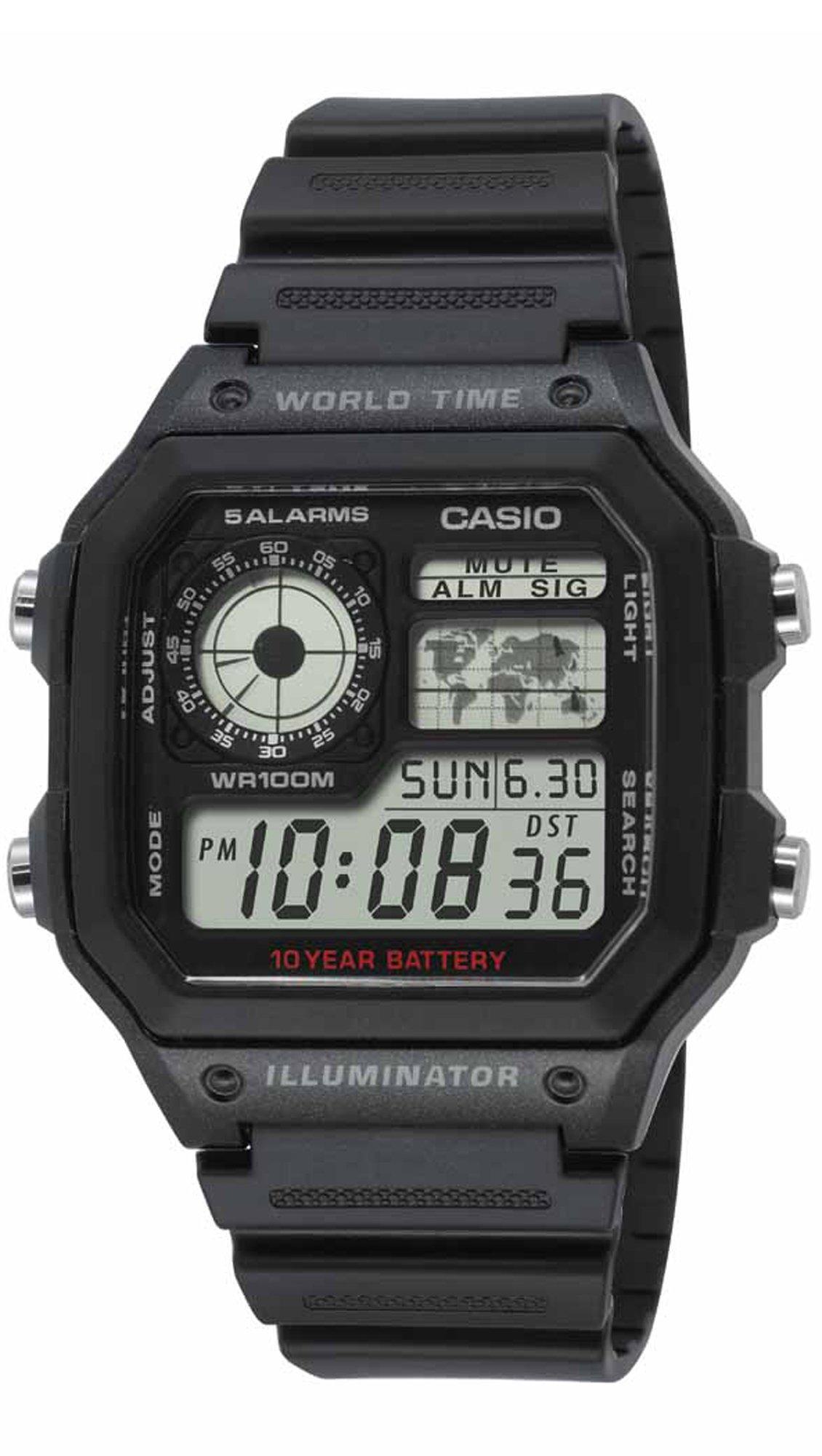 Casio CASIO Collection - AE-1200WH-1AV, Black case with Black Rubber Strap