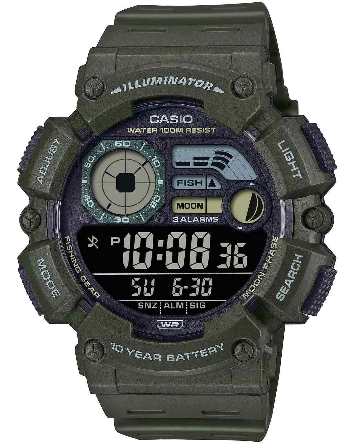 CASIO Collection Dual Time Chronograph - WS-1500H-3BVEF Khaki case with Khaki Rubber Strap