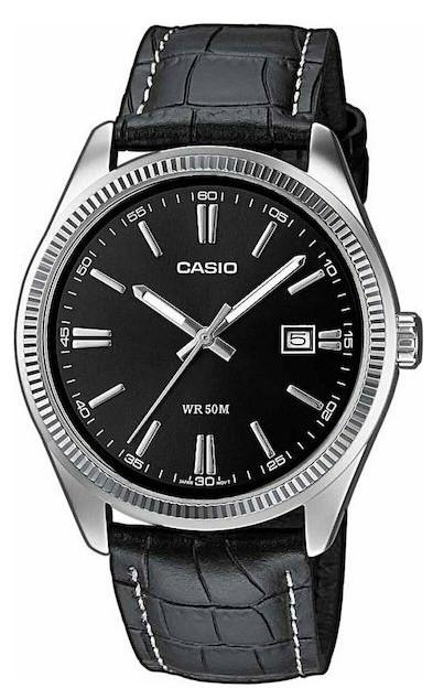 Casio CASIO Collection - MTP-1302PL-1AVEF, Silver case with Black Leather Strap