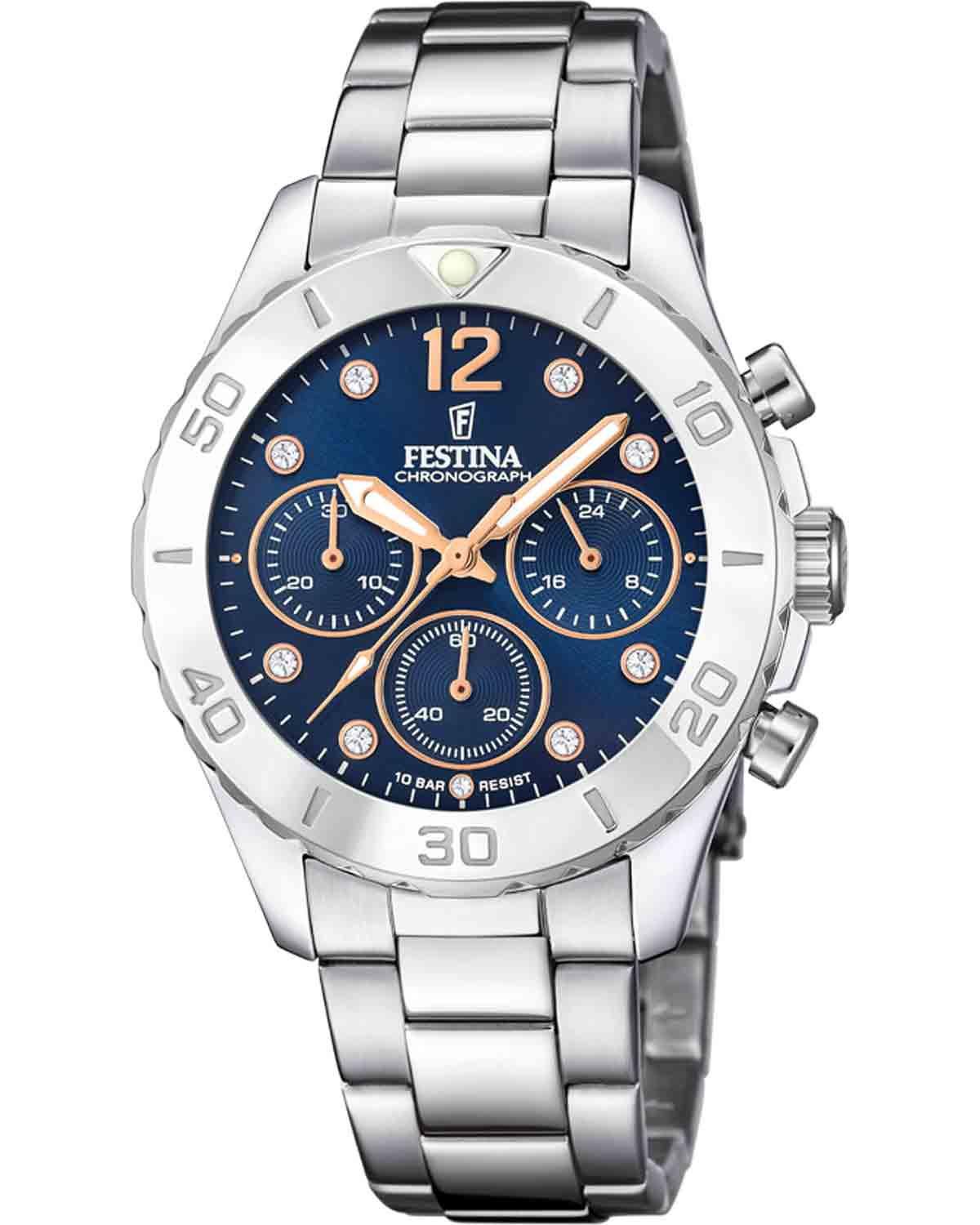  FESTINA Ladies Crystals Chronograph - F20603/3 , Silver case with Stainless Steel Bracelet 2025