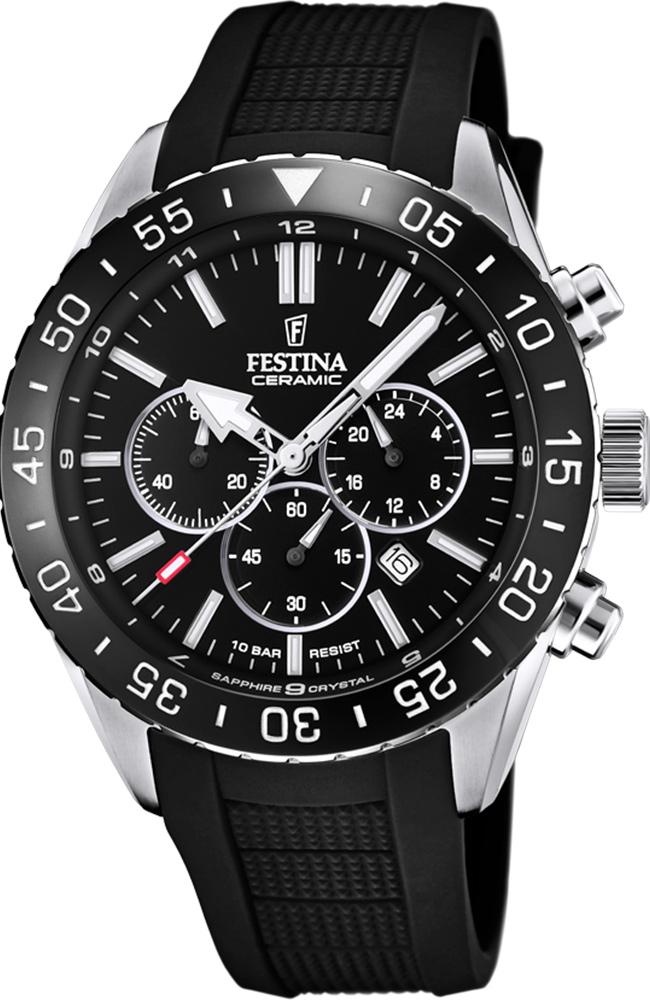 Festina FESTINA Mens Chronograph - F20515/2 Silver case, with Black Rubber Strap