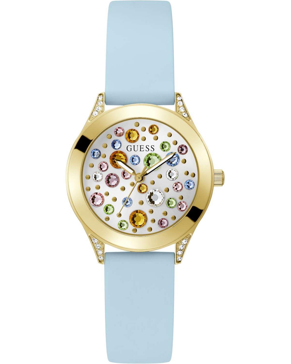  GUESS Mini Wonderlust Crystals - GW0678L1, Gold case with Light Blue Rubber Strap 2025