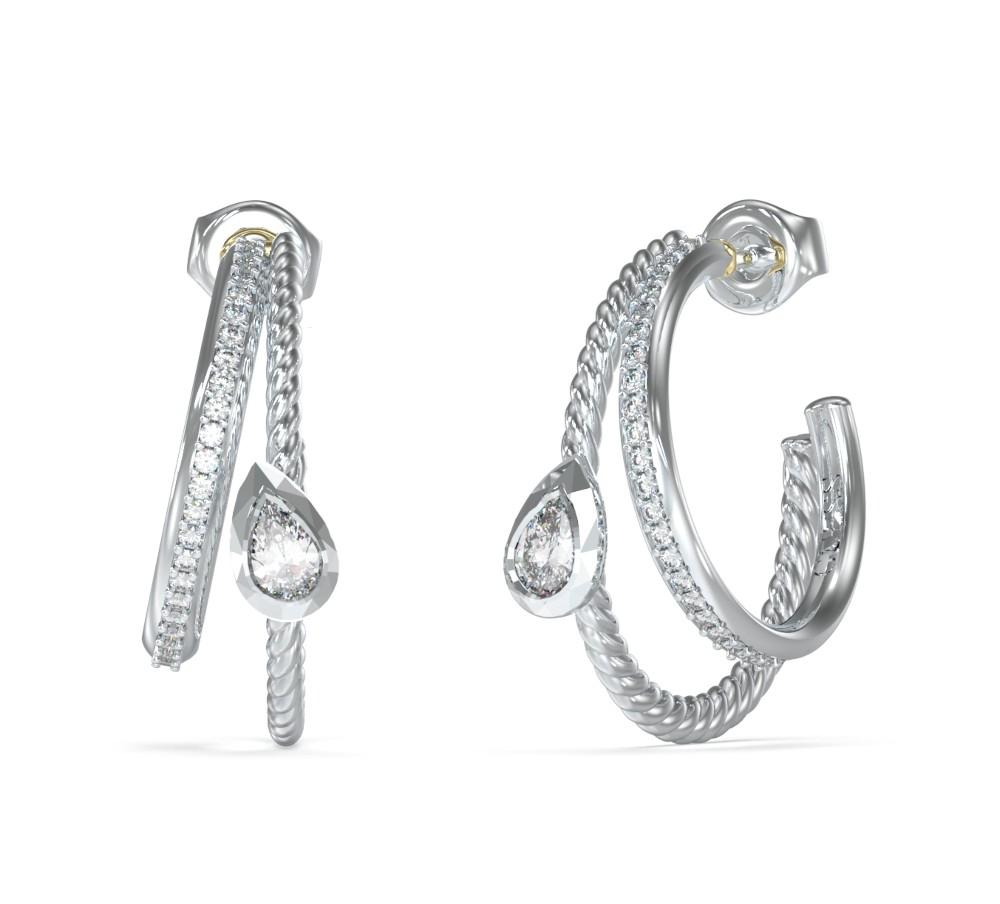  GUESS STEEL Σκουλαρίκια από Ανοξείδωτο ατσάλι Silver JUBE05244JWRHT/U 2025
