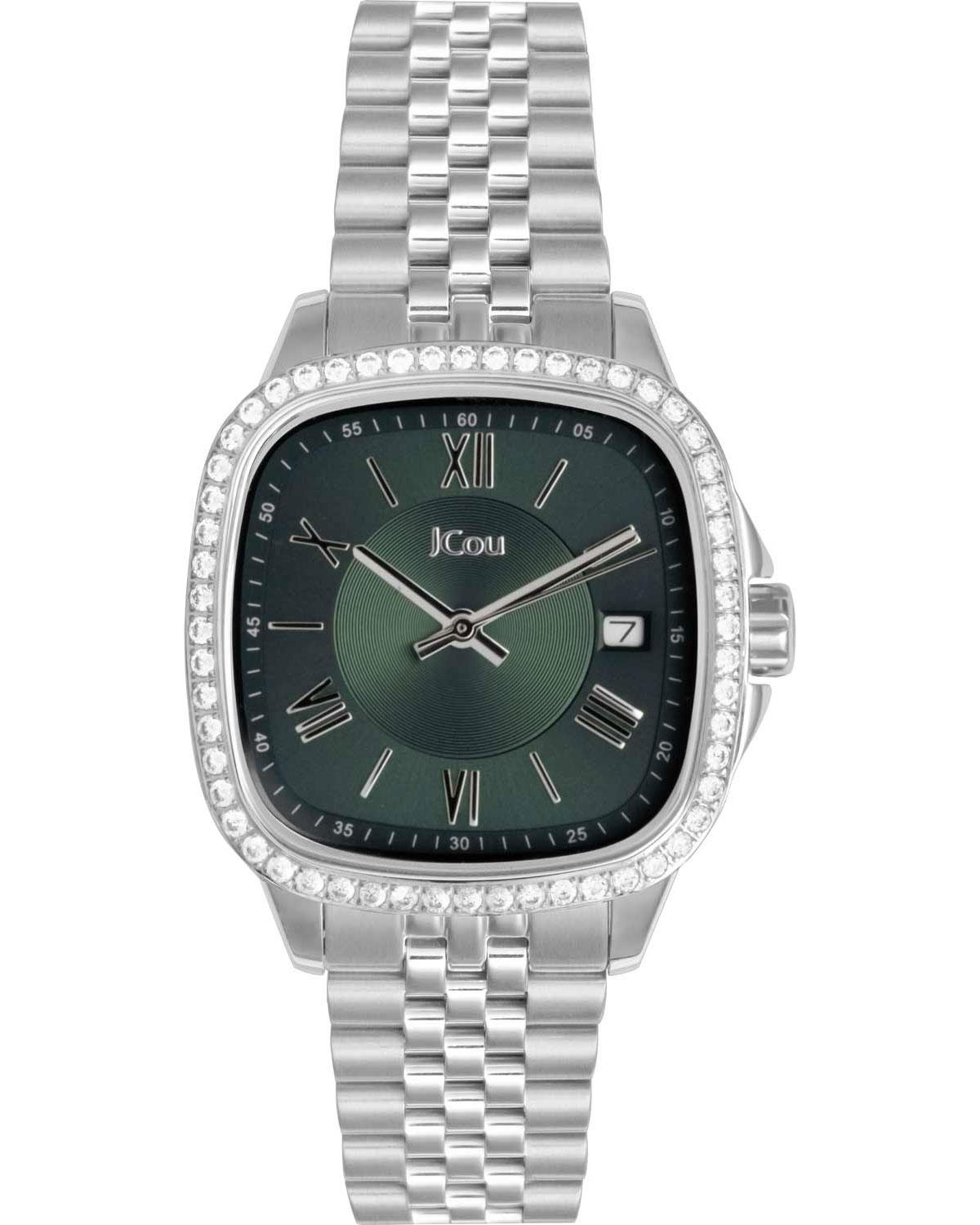  JCOU Belize Crystals - JU19072-1, Silver case with Stainless Steel Bracelet 2025