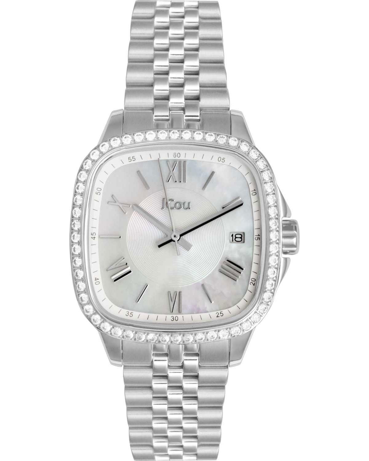  JCOU Belize Crystals - JU19072-2, Silver case with Stainless Steel Bracelet 2025