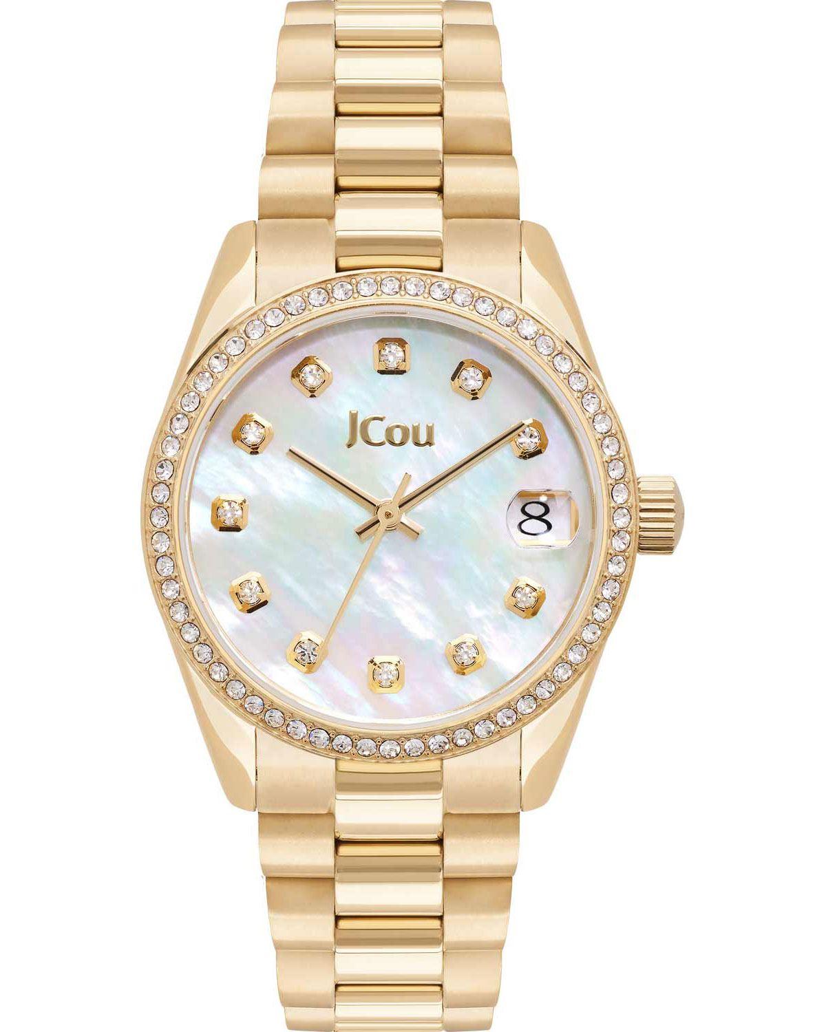  JCOU Gliss Crystals - JU19060-5, Gold case with Stainless Steel Bracelet 2025