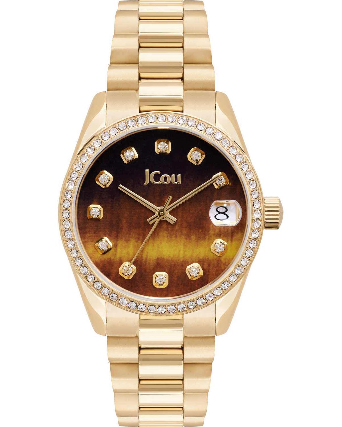  JCOU Gliss Crystals - JU19060-6, Gold case with Stainless Steel Bracelet 2025