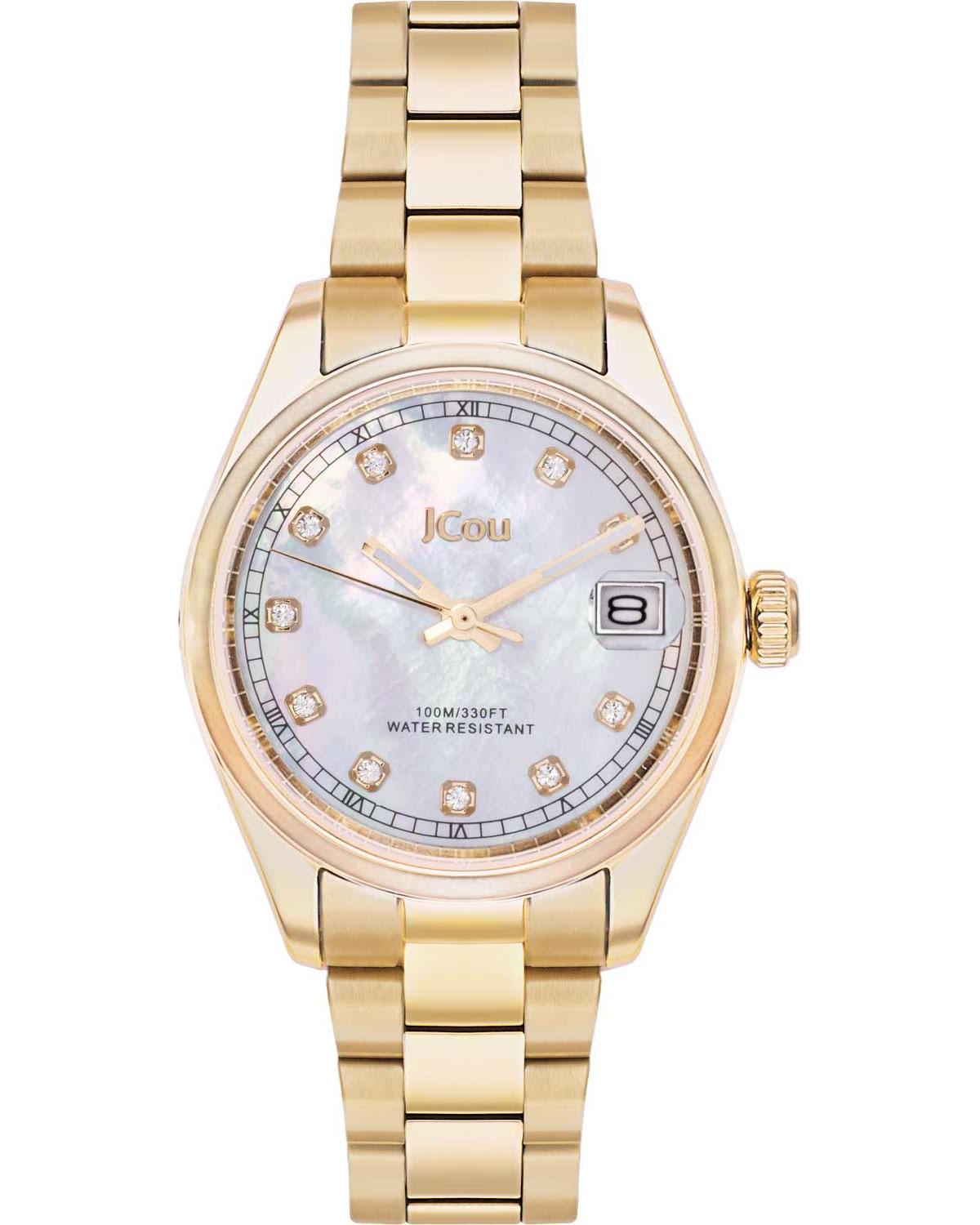  JCOU Serenity Crystals - JU19068-3, Gold case with Stainless Steel Bracelet 2025