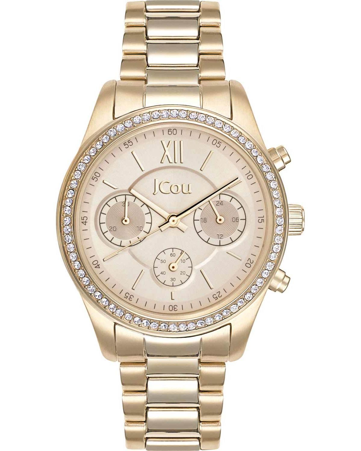  JCOU Valerie Crystals Chronograph - JU19069-1, Gold case with Stainless Steel Bracelet 2025