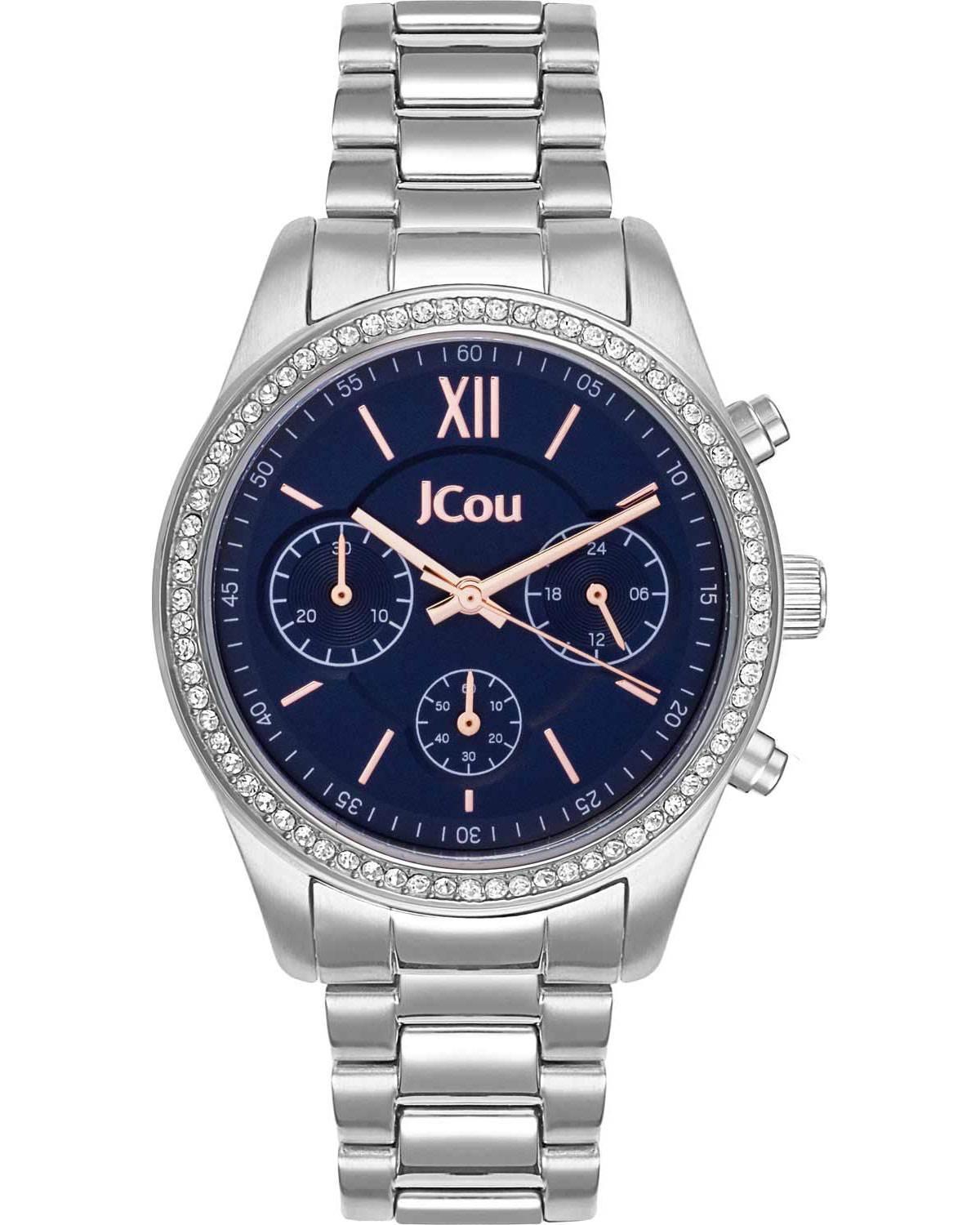  JCOU Valerie Crystals Chronograph - JU19069-3, Silver case with Stainless Steel Bracelet 2025