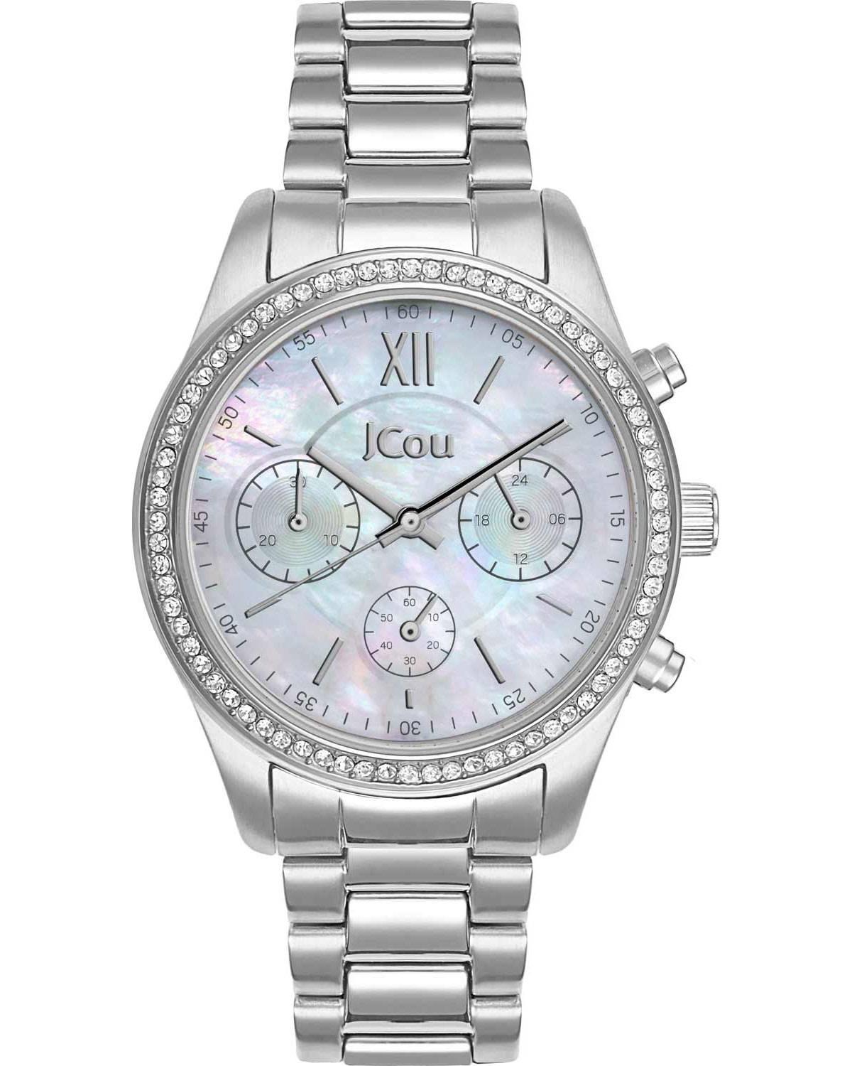  JCOU Valerie Crystals Chronograph - JU19069-5, Silver case with Stainless Steel Bracelet 2025