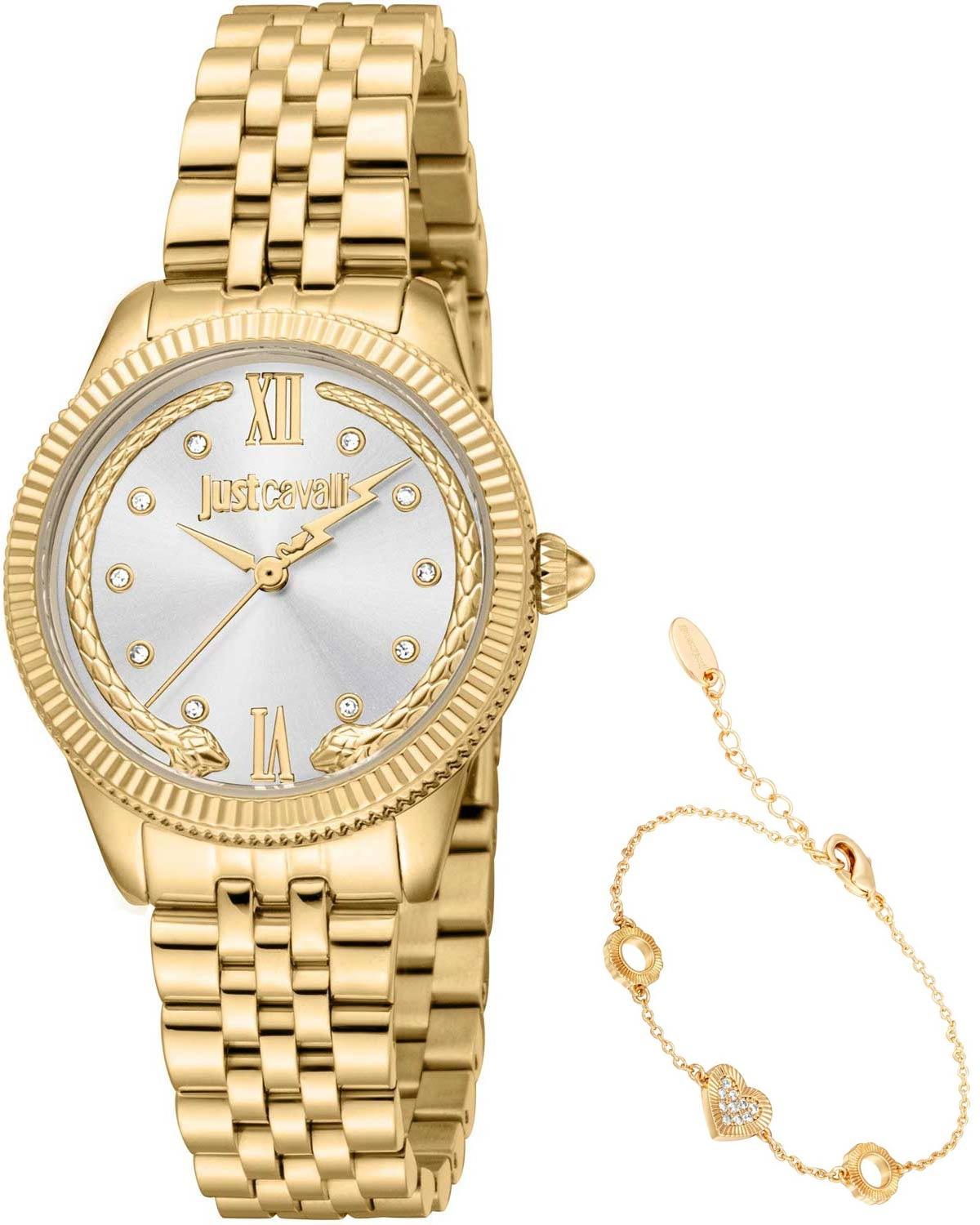 JUST CAVALLI Valentine Gift Set - JC1L315M0055, Gold case with Stainless Steel Bracelet