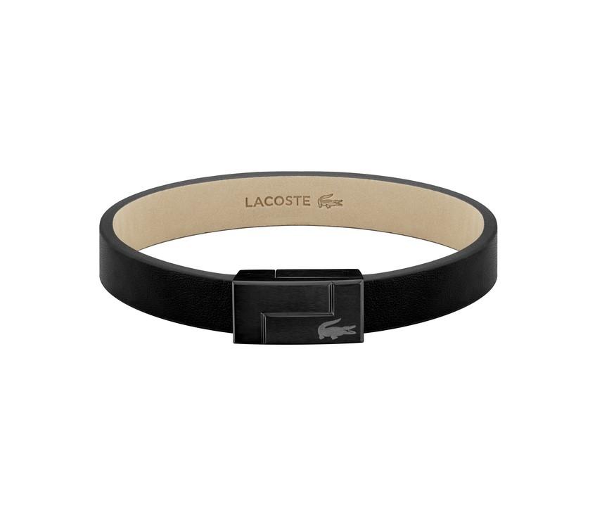 LACOSTE Βραχιόλι από ανοξείδωτο ατσάλι & δέρμα Black 2040073