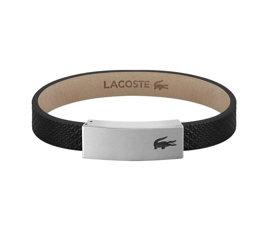 LACOSTE Βραχιόλι από ανοξείδωτο ατσάλι & δέρμα Black 2040110