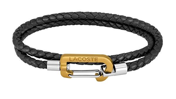 LACOSTE Βραχιόλι από ανοξείδωτο ατσάλι & δέρμα Black 2040316