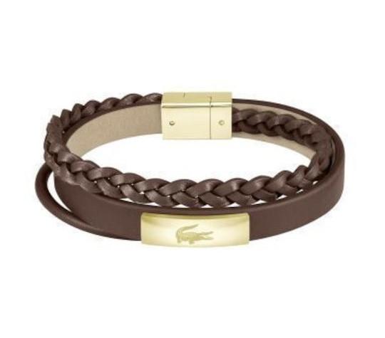 LACOSTE Βραχιόλι από ανοξείδωτο ατσάλι & δέρμα Brown 2040317