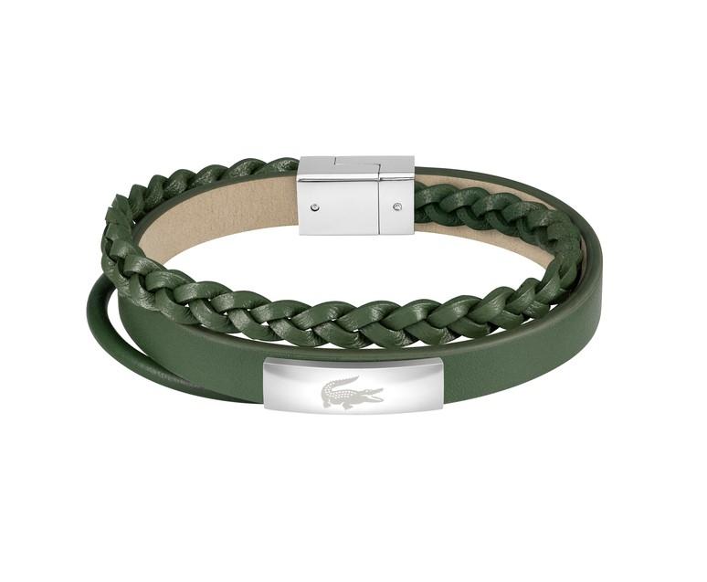 LACOSTE Βραχιόλι από ανοξείδωτο ατσάλι & δέρμα Green 2040319