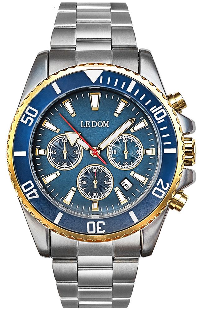 Le Dom LE DOM Collection Chronograph - LD.1494-1, Silver case with Stainless Steel Bracelet