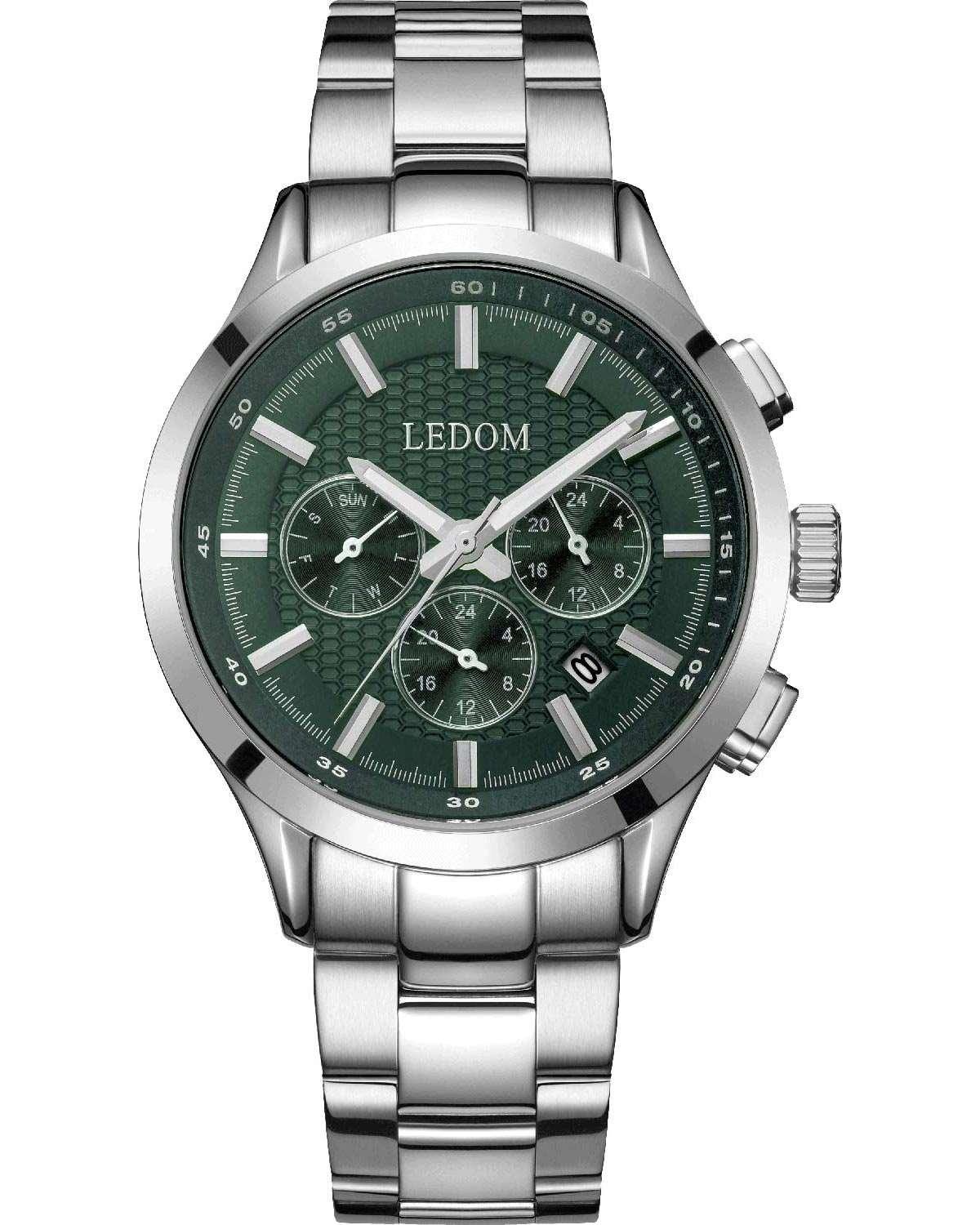 LE DOM Horizon Dual Time - LD.1499-2, Silver case with Stainless Steel Bracelet φωτογραφία