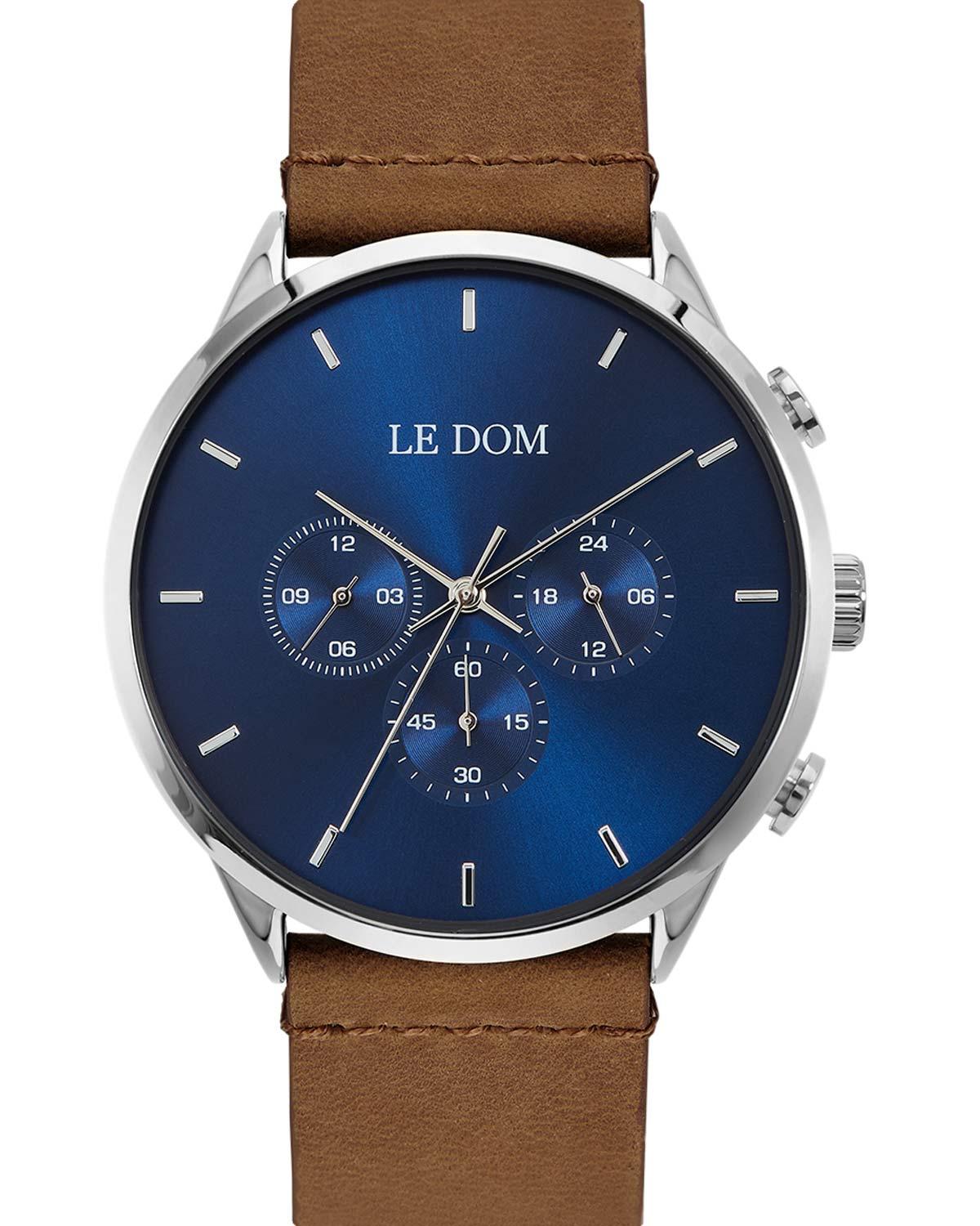 Le Dom LE DOM Principal Chronograph - LD.1436-7, Silver case with Brown Leather Strap