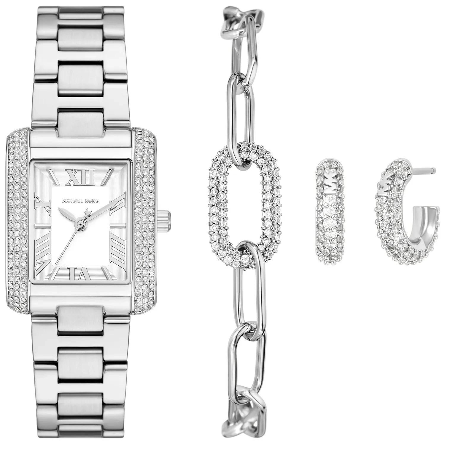  MICHAEL KORS Emery Crystals Gift Set - MK4839, Silver case with Stainless Steel Bracelet 2025