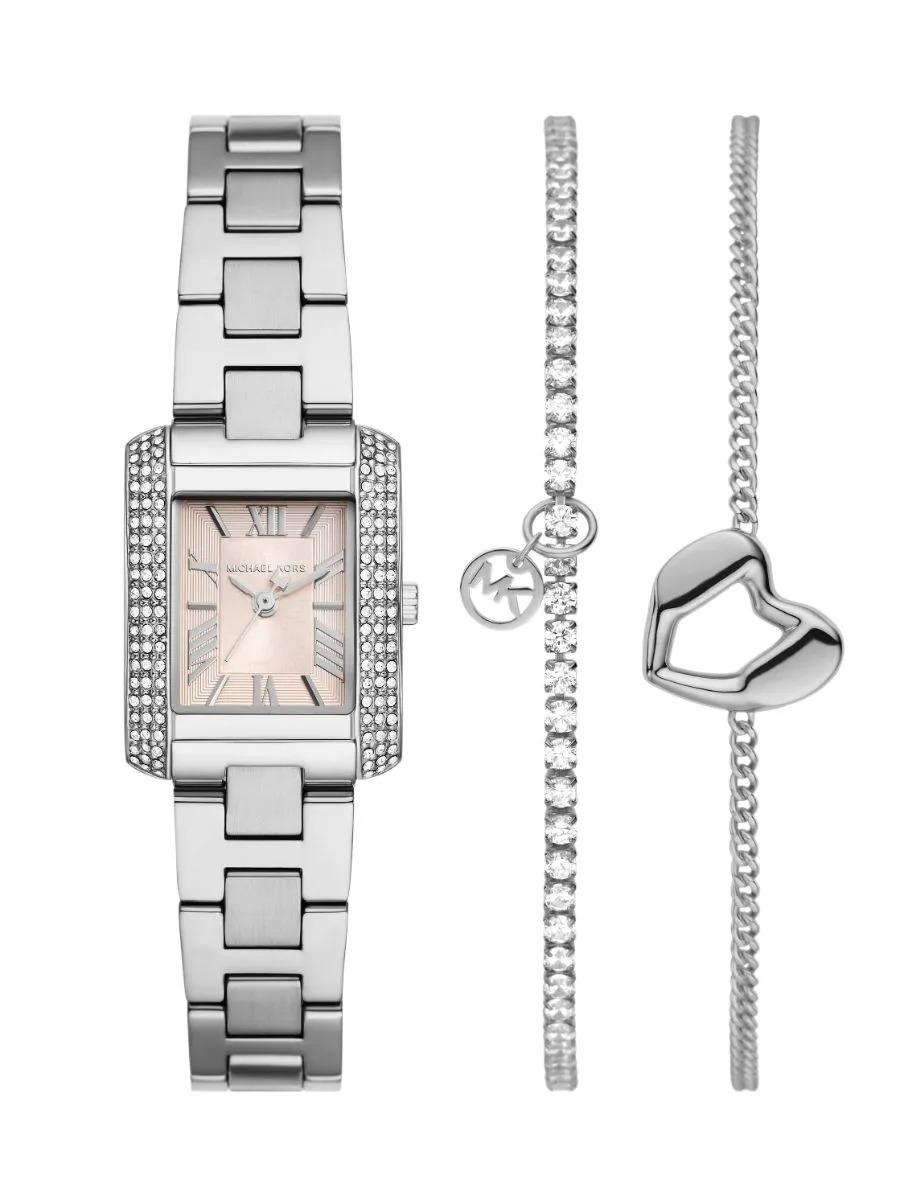  MICHAEL KORS Emery Crystals Gift Set - MK7514, Silver case with Stainless Steel Bracelet 2025