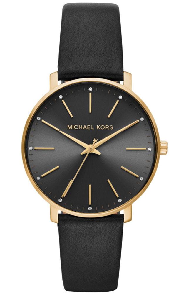  MICHAEL KORS Pyper Crystals - MK2747, Gold case with Black Leather Strap 2025