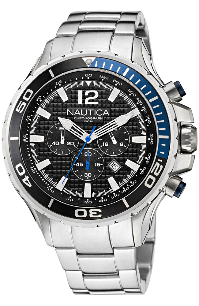 Nautica NAUTICA NST 46 Chronograph - NAPNSTF14, Silver case with Stainless Steel Bracelet