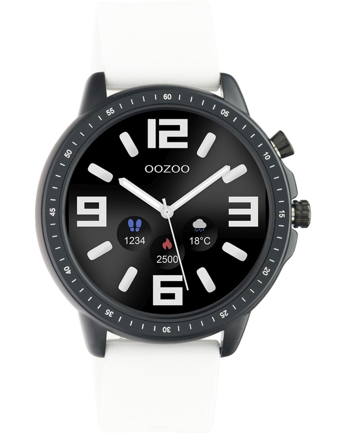OOZOO Smartwatch - Q00327, Black case with White Rubber Strap