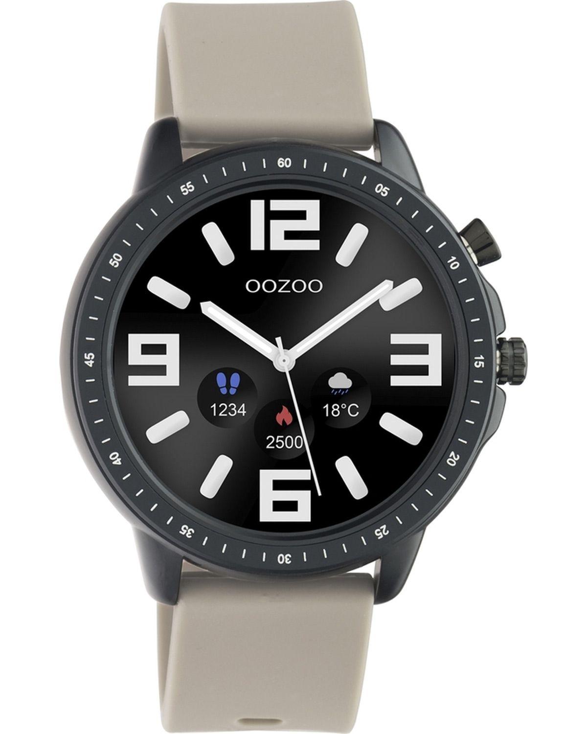 OOZOO Smartwatch - Q00330, Black case with Brown Rubber Strap