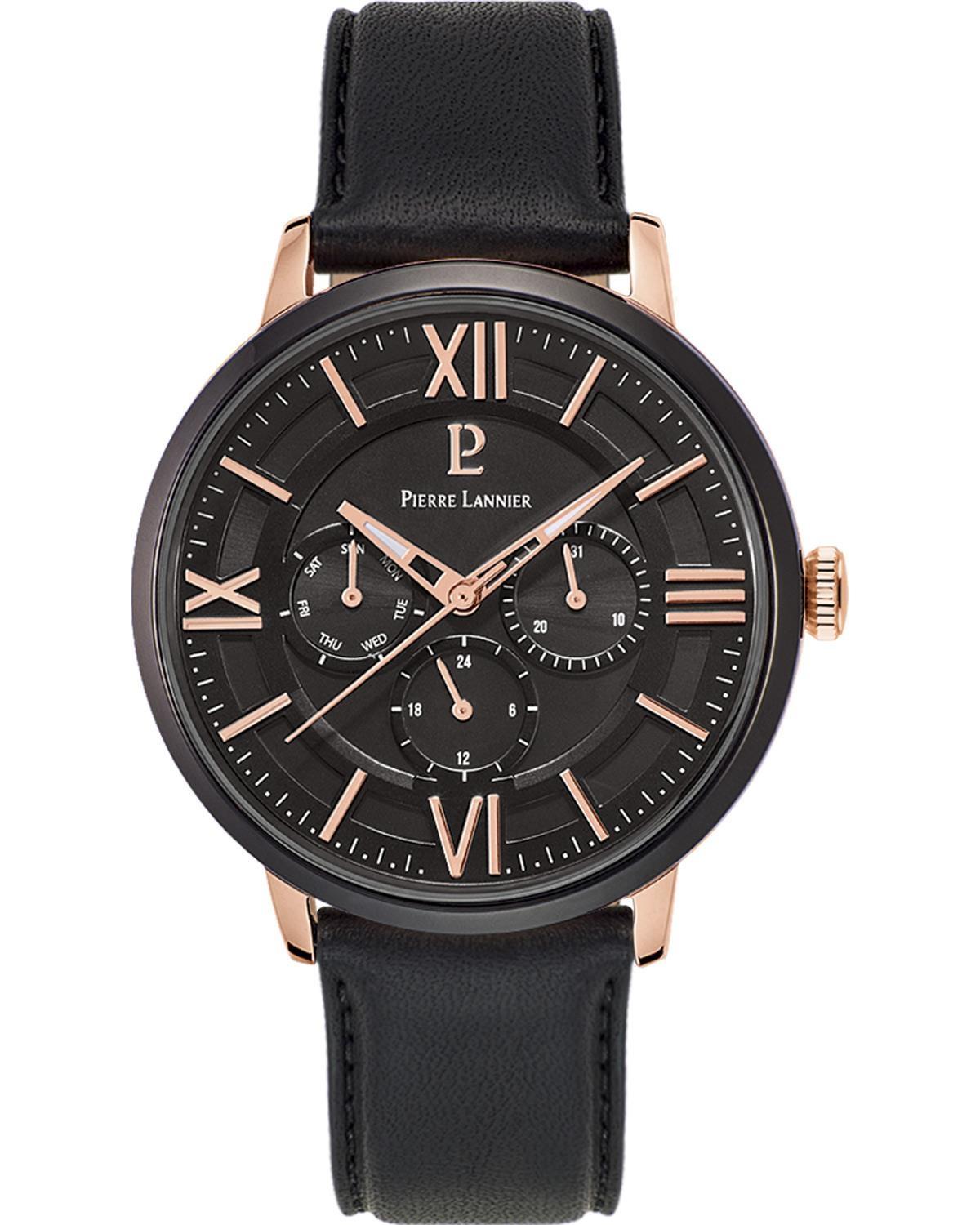 Pierre Lannier PIERRE LANNIER Gents - 254C433 Rose Gold case with Black Leather strap