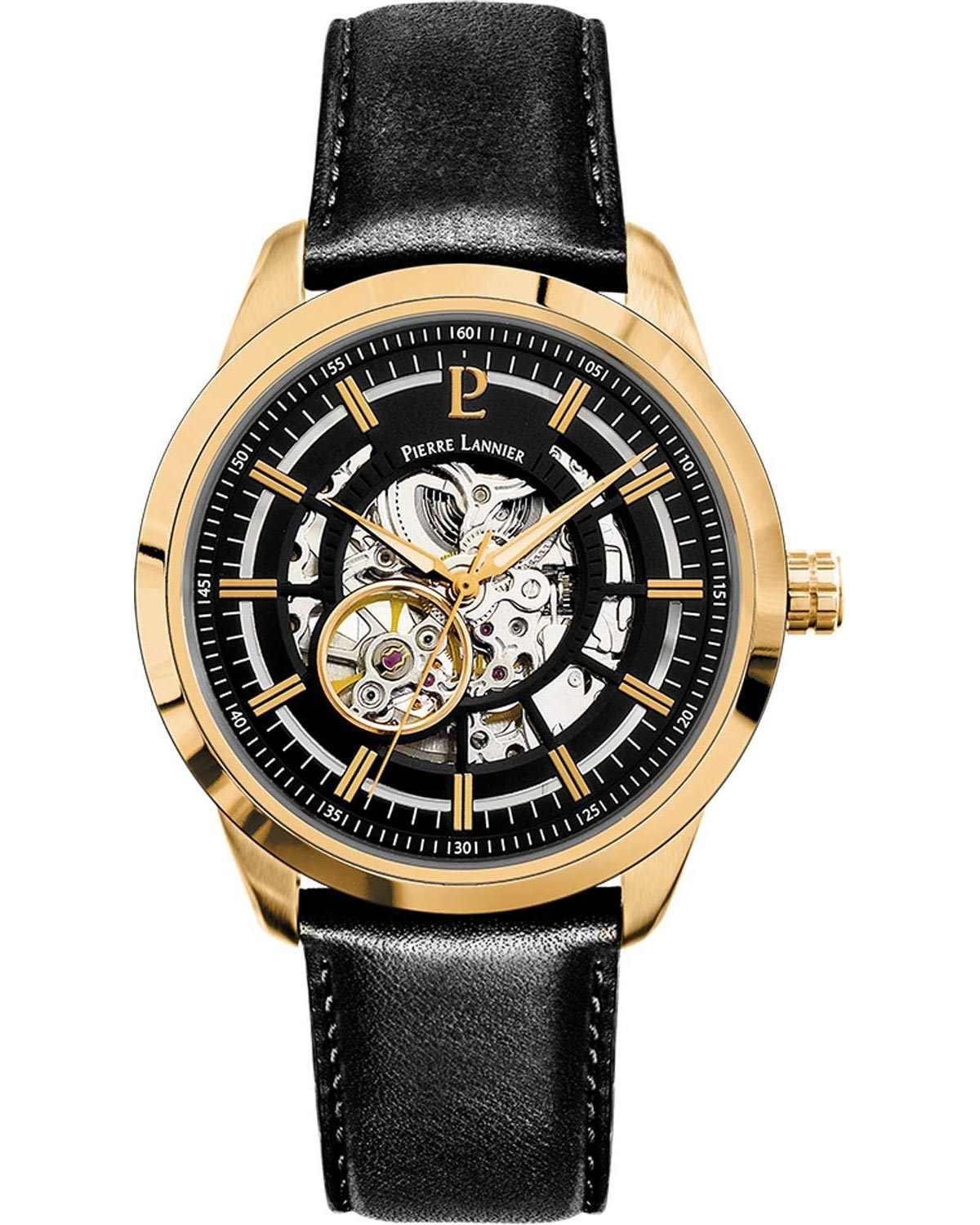 Pierre Lannier PIERRE LANNIER Gents Automatic - 326C033 Gold case with Black Leather strap