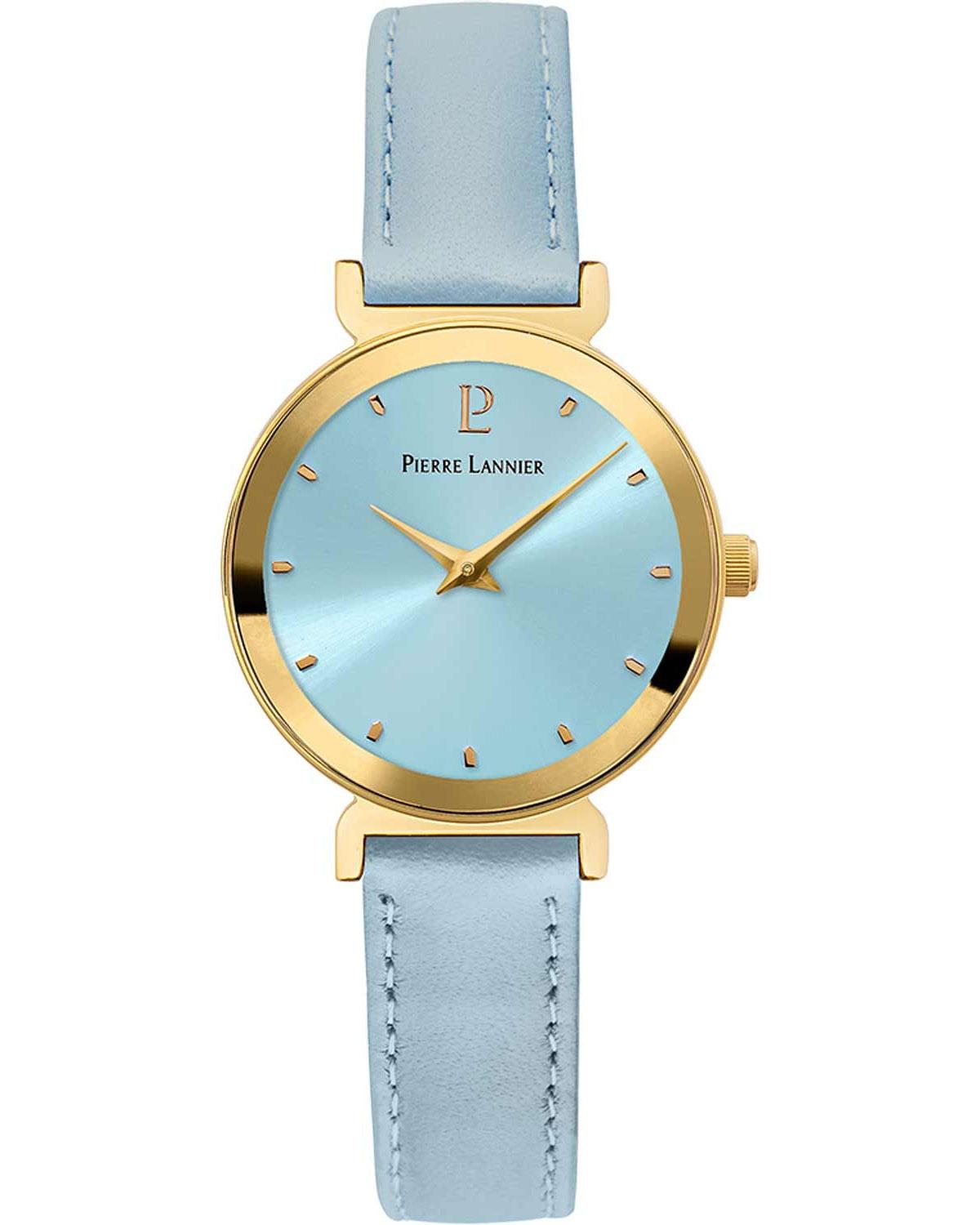  PIERRE LANNIER Pure - 035R566, Gold case with Light Blue Leather strap 2025