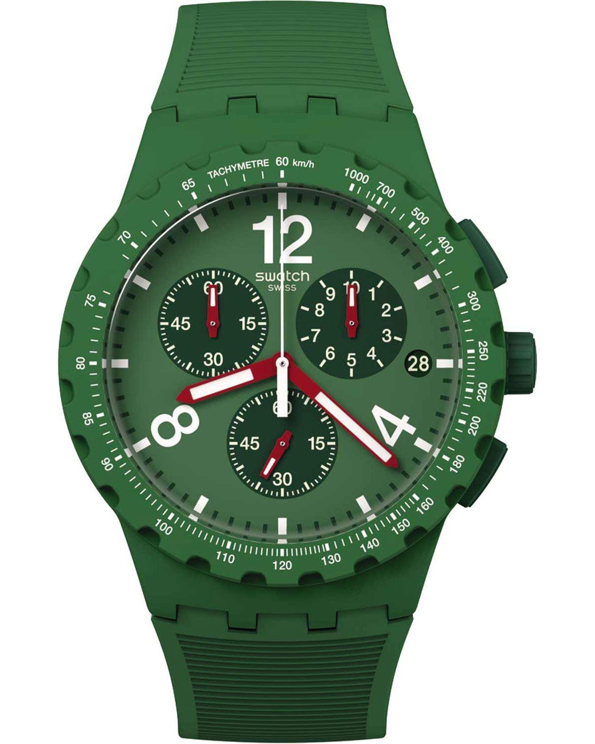 SWATCH Essentials Primarily Chronograph - SUSG407, Green case with Green Rubber Strap