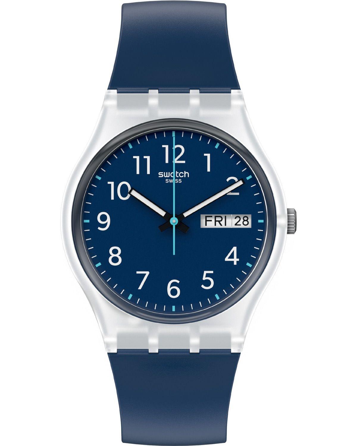 Swatch SWATCH Rinse Repeat Navy - GE725, Transparent case with Blue Rubber Strap
