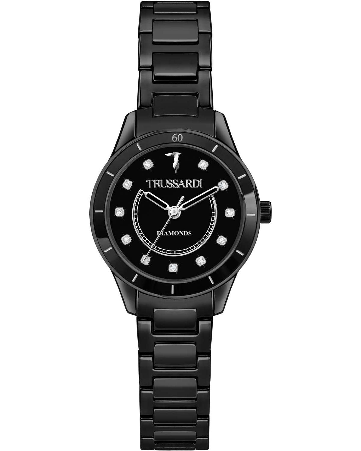 Trussardi TRUSSARDI T-Sky Diamonds - R2453151501, Black case with Stainless Steel Bracelet