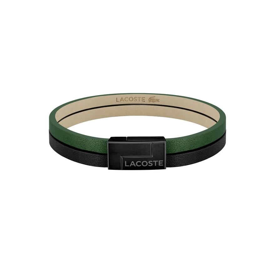 LACOSTE Βραχιόλι από ανοξείδωτο ατσάλι & δέρμα Black & Green 2040074