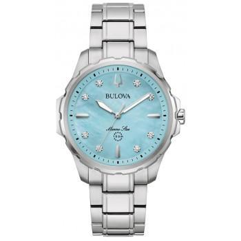 BULOVA  Marine Star Crystals  - 96P248 Silver case with Stainless Steel Bracelet