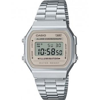 CASIO Collection - A-168WA-8AYES, Silver case with Stainless Steel Bracelet