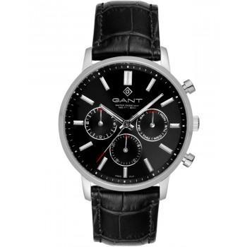 GANT East Hill Multifunction - G191004,  Silver case with Black Leather Strap